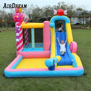 Nadmuchiwany Bouncy Zamek dla dzieci 3.7x2.6x2m Skoki Castles Bouncer Blow Up Bounce House with Slide Children Fun Play