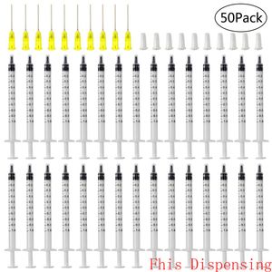 Pack of 50 1ml Syringes Luer Slip Tip with 1 Inch Blunt Tip Needles and Caps for Refilling Measuring Pet Feeding