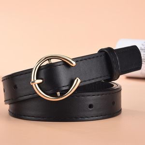 Belts Fashion Women Gold Color Buckle Belt For Ladies Solid Wild Leather Jeans Pants Girls Female Waistband