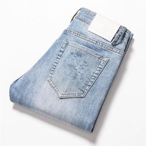 Luxurys Designer Mens Jeans Summer Thin Design Denim Pattern Pants Cotton Vintage Fashion Slim-leg Latest Listin Light Eashed Washed Trousers US Size 28-38