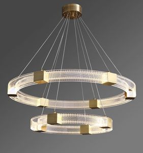 Nowoczesny żyrandol do salonu Lampy wisiorek jadalnia podwójny pierścień Gold Led Indoor Lighting Home Decoration Lustre Sypialni Światło