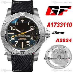 GF 45mm A1733110 A1733110 ETA A2824 Mens Automático Assista PVD Steel Dial Preto Nylon Strap Hong Kong Limited Edição Comemorativa PTBL Puretime A23