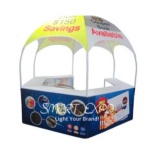 Taşınabilir Yiyecek ve İçecek Altıgen Kiosk 10x10 Özel Tam Renkli Baskı Grafikleri ile Reklam Ekran Dome