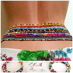 Catene di vita da spiaggia sexy etniche bohémien Catene di perline di pancia africane 7 pezzi / set Accessori di gioielli per il corpo di bikini estivi in rilievo di resina colorata tribù