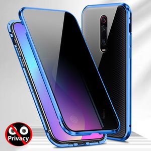 Anti Glare Casi magnetici per Xiaomi MI CC9 Pro Nota 10 Lite 9T Poco F2 Redmi Nota 8 8T 9S K20 Privacy Privacy Caso di paraurti in metallo