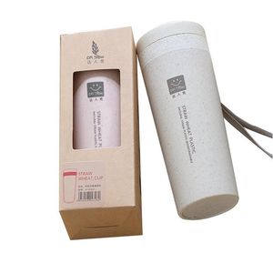 Wholesale tea cup portable for sale - Group buy Mugs Bpa free ml Milk Tea Cup Of NATURAL Green Wheat Straw PLASTIC BIODEGRADABLE Portable Drinking Coffee Mug With Rope
