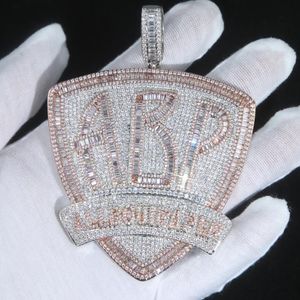 Catene 2022 Iced Out Full Bling Cubic Zirconia Baguette Lettere iniziali ABP Collana pendente con ciondolo per uomo Hip Hop Moda gioielli punk