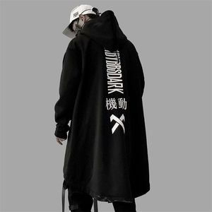 Aprile MOMO Uomini Harajuku Hip Hop Cappotti Giacca Maschile Oversize Lunga Con Cappuccio Cotone Moda Swag Giacche Streetwear Hombre 211217