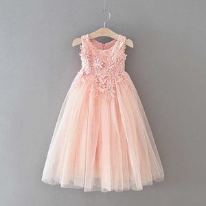 Haft Koronki Dziewczyny Długa Tulle Sukienka Dla Dzieci Księżniczka Kwiaty Maluch Vestido Wesela Dzieci Druhna Dresses 210529