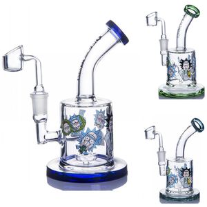 Altezza da 6,6 pollici Blu Verde Verde scuro Blu Adesivo colorato Bong in vetro per acqua Dab Rigs Bubbler Banger da 14,4 mm Disponibile