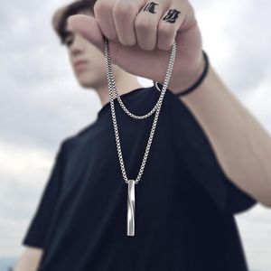 S2351 Fashion Jewelry Men's Simple Spiral Pendant Necklace Stainless Steel Punk Necklaces