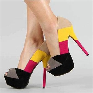Handmade Large Size 35-47 Ladies High Heels Platform Dress Shoes Multicolored Kid Suede Peep-toe Slip-on Evening Party Prom Fashion Court Pumps D645