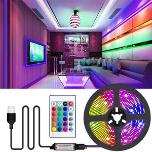 LEDストリップライト5V USB SMD 2835 RGB LEDテレビ背景照明5M IP20テープリボンダイオードフレキシブルストライプ