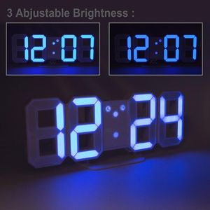 Wall Clocks LED Digital Alarm Big Digit 3D Clock 8 Shape Electronic Table Watch Shelf Nixie Horloge Mural On The Home