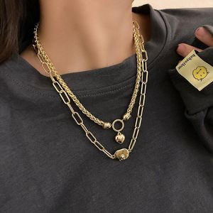 Hänge halsband vintage kärlek hjärthalsband för kvinnor mode punk chunky guld metall tjock kedja 2021 trend kvinnliga smycken