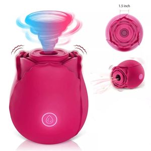 Rose Shape Vagina Sucking Vibrator Rechargeable Intimate Nipple Sucker Oral Licking Clitoris Stimulation Sex Toys for Women