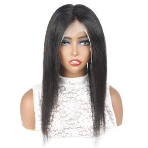 IsHow 13x4 Lace Frontal Frontal 4x4 Fechamento T Parte Média 13x1 Tampa Reta com Cabelo Humano para Mulheres Cor Natural 8-26inch Preplucked com Chair