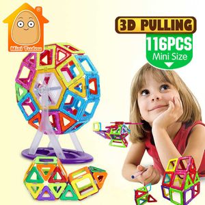 116pcs mini tamanho bloco de construção magnético crianças colorido designer construção conjunto cedo brinquedos educativos para meninas e meninos q0723