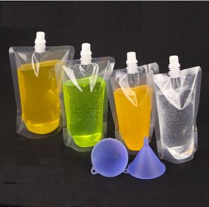 DHL 500pcs 250-500ml Stand-up Plastik İçecek Torbaları Çantalar İçecek Sıvı Suyu Süt Kahve Çantaları