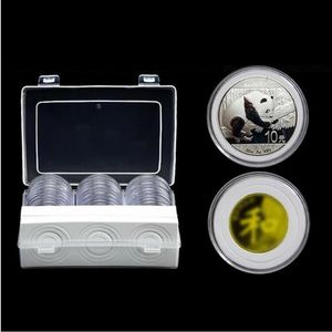 20Sets 30pcs / conjunto de plástico Caixa de armazenamento de moedas claras redondo portador de moeda encaixotada 17/20 / 25 / 25/27/30 / 32 / 40mm / 46mm Coleção de cápsula de moeda