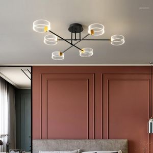 Ljuskronor svart modern ledt tak ljuskrona för vardagsrum sovrum studie kök akryl restaurang belysning armaturer hängande lampa