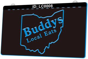 LC0008 Buddys local come o sinal de luz de comida 3d gravura