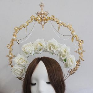 Klipsy do włosów Barrettes Vintage Pałąk Lolita Biżuteria Akcesoria Hollow Flower Crown DIY Materiały Halloween Kostium Po Rekwizyty