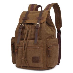 Vintage Leinwand Rucksäcke Männer und Frauen Taschen Reisen Studenten lässig für Wandern Reisen Camping Rucksack Mochila Masculina Y1227