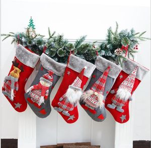 Meias de Natal sem rosto Santa Claus Pendurado Meias Xams Ornamento de Árvore Doces Saco de Presente de Doces DDA575