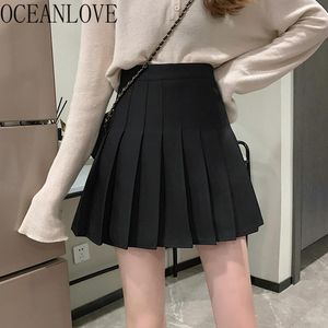 Röcke OCEANLOVE Süße für Frauen Hohe Taille Slim Fit Jupe Koreanische Mode A-line Faldas De Mujer Plissee Mini Rock 27c880