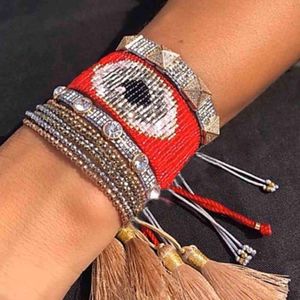 Bluestar 2021 Turkish Eye Bransoletka Miyuki Bransoletki Moda Kobiety Pulseras Mujer Jewelry Handmade Copper Tassel