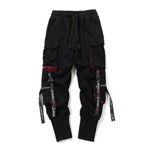 Men Work Combat Cargo Pants with Pockets Buckle Straps Techwear Trousers HSJ88 210715