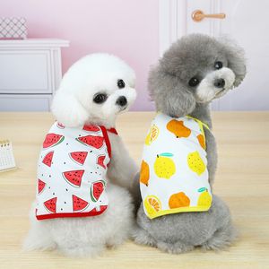 Köpek Giyim Gömlek Pet Baba Anne T-Shirt Meyve Baskılı Sevimli Nefes Yavru Kazak Yaz Yumuşak Yelek Giysileri Moda Plaj Küçük Köpekler ve Kedi için Giymek, X-Büyük A36