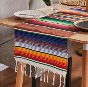 35x210cm Mexikansk filt Utomhus Stripe Rainbow Beach Blanketter Mat med tofs för sängar Travel Picnic Sofa Cover Cotton Fleece