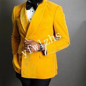 Bonito Veludo Groomseen Groomsmen Shawl Lapel Noivo TuxeDos Homem Suits Casamento / Prom / Jantar Homem Blazer (Jacket + Calças + Tie) K590