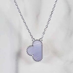 S925 silver pendant flower necklace with purple jade for women wedding jewelry gift in platinum color have box stamp PS4806