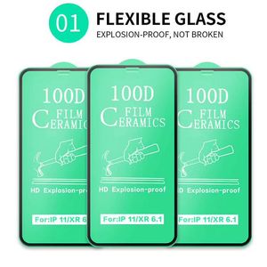 Protetor de tela de cerâmica macia vidro temperado para iphone 14 13 12 pro max 11 x xs xr 8 7 6s plus filme protetor de capa de cola completa