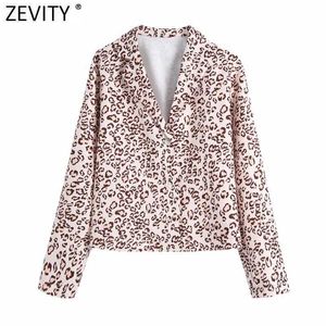 Zevity Frauen Vintage Leopard Print Business Smock Bluse Weibliche Roll Up Sleeve Kimono Shirts Chic Casual Blusas Tops LS7663 210603