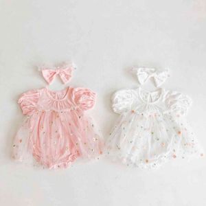 Sommer Neugeborene Mädchen Overall Kleidung Baby Schöne Daisy Print Kleid Romper + Stirnband Set Kurzarm Mädchen Prinzessin Kleider G1129