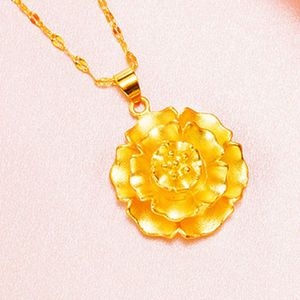 Rose Blume Anhänger Kette 18 Karat Gelbgold Gefüllt Traditionelle Mode Frauen Schmuck Geschenk