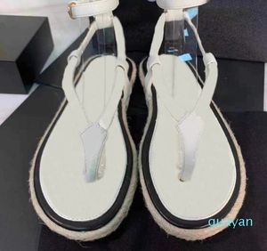 Wholesale triple clamps resale online - Womens sandals shoes Chain clamped Slides straw slipper frunner triple black white blue ararat men women slippers