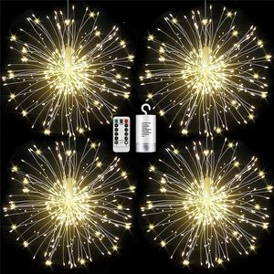 Luci Fuochi D'artificio Led Filo Di Rame Lampada Starburst Stringa 8 Modalità A Batteria Fata Luce Matrimonio Natale Decorativo Lampade A Sospensione Per Feste Patio Giardino