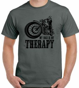 Męskie koszulki na biker T shirt mężczyźni śmieszne motocykl Motocykl Cafe Racer Mój rower to terapia