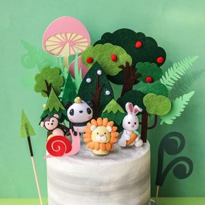 Andere feestelijke feestartikelen Jungle Animal Cake Toppers Happy Birthday Decoration Safari Lion Tiger Elephants Cupcake Decor Baby shower