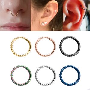 Twist Hoop Nose przegrody Piercing zawiasowy Clicker Segment Chrząstki Kolczyk Ucha Brwi Ring Stud Tragus Helix Body Jewelry