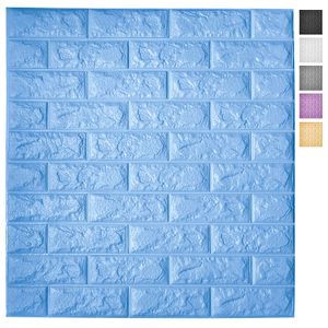 Art3d 5-Pack Peel and Stick 3D Wallpaper Panels for Interior Wall Decor Carta da parati autoadesiva in mattoni di gommapiuma in blu, copre 29 piedi quadrati