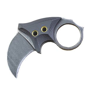 Liten karambit mini klo kniv d2 svart sten tvätt blad g10 hantera fast blad med kydex h5453