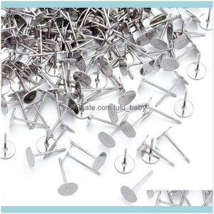 Other Jewelry Findings & Components Jewelryother 500Pcs 4 5 6 8Mm Stainless Steel Blank Post Earring Stud Base Pins Cabochon Cameo Settings