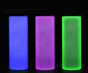 Sublimation DIY Water Bottle STRAIGHT Tumblers 20oz Glow In The Dark Tumbler With Luminous Paint Luminescent Magic Skinny Cup