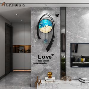 MEISD Nordic Clock Pendulum Wall Clock Art Poster Decoration Quartz Watch Silent Home Living Room Creative Horloge Free Shipping 210310